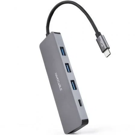 Nanocable Hub USB-C a 3xUSB 3.0 Tipo A + 1xUSB 3.0 Tipo C Aluminio Gris Nanocable Hub USB-C a 3xUSB 3.0 Tipo A + 1xUSB 3.0 Tipo C Aluminio Gris